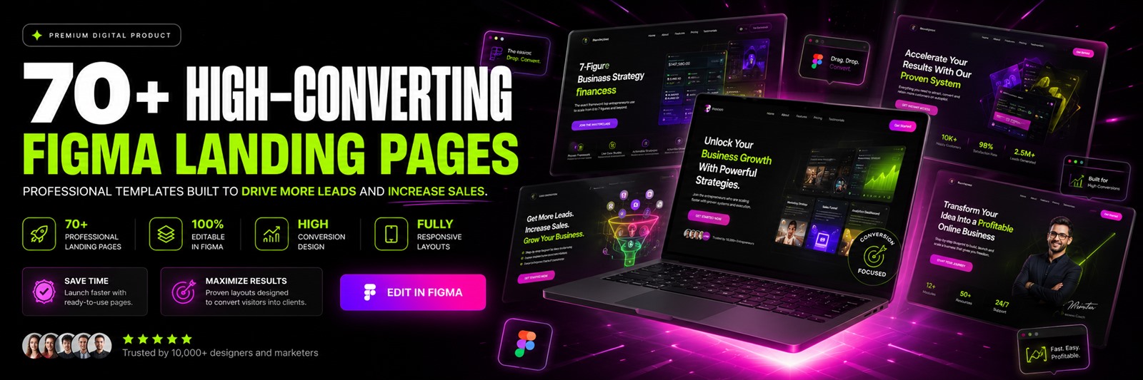 70+ High-Converting Figma Landing Pages — professional templates built to drive more leads and increase sales