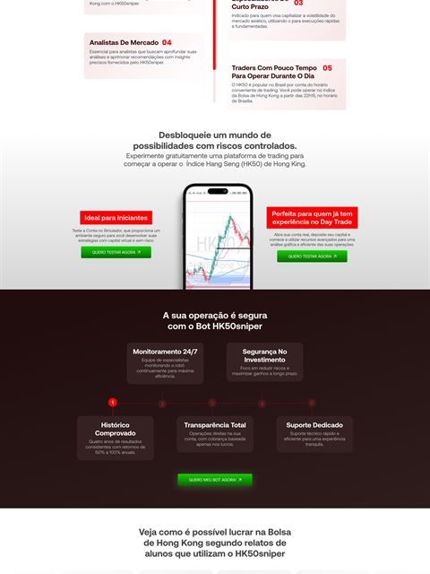Finance landing page — features section