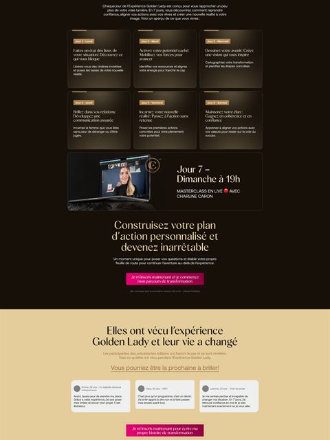 Coaching landing page — modules section